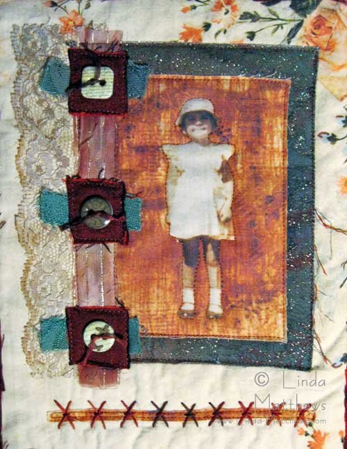 Fiber art self-portrait