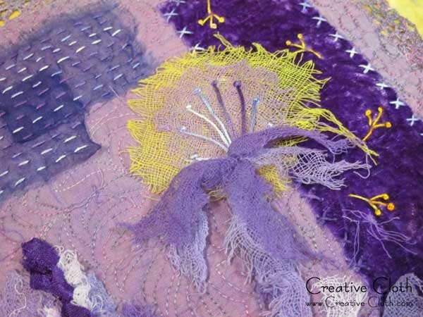 Creative sewing in shades of purple: Dandelion emerges