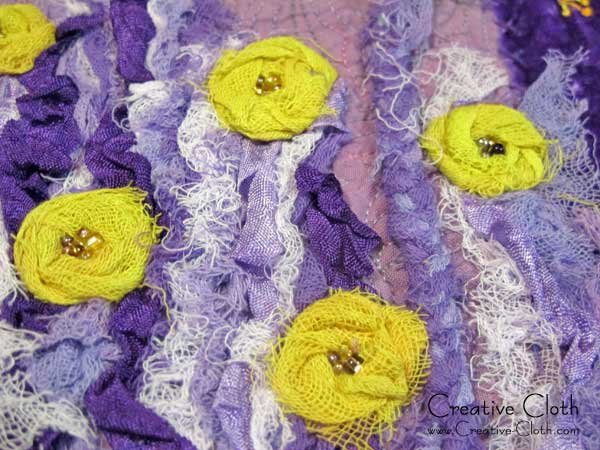 Creative sewing in shades of purple: a little handstitching
