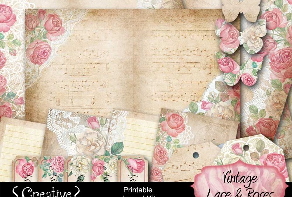 Vintage Lace & Roses Printable Journal Kit