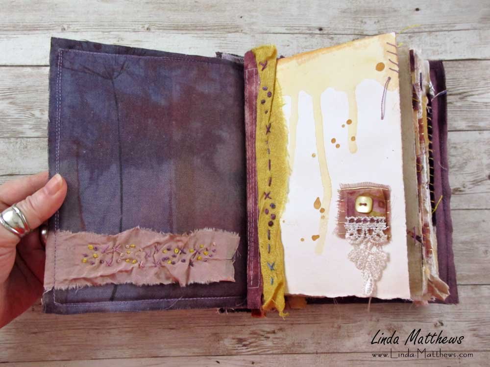 The Transitions Journal - a stitched mixed media fabric journal