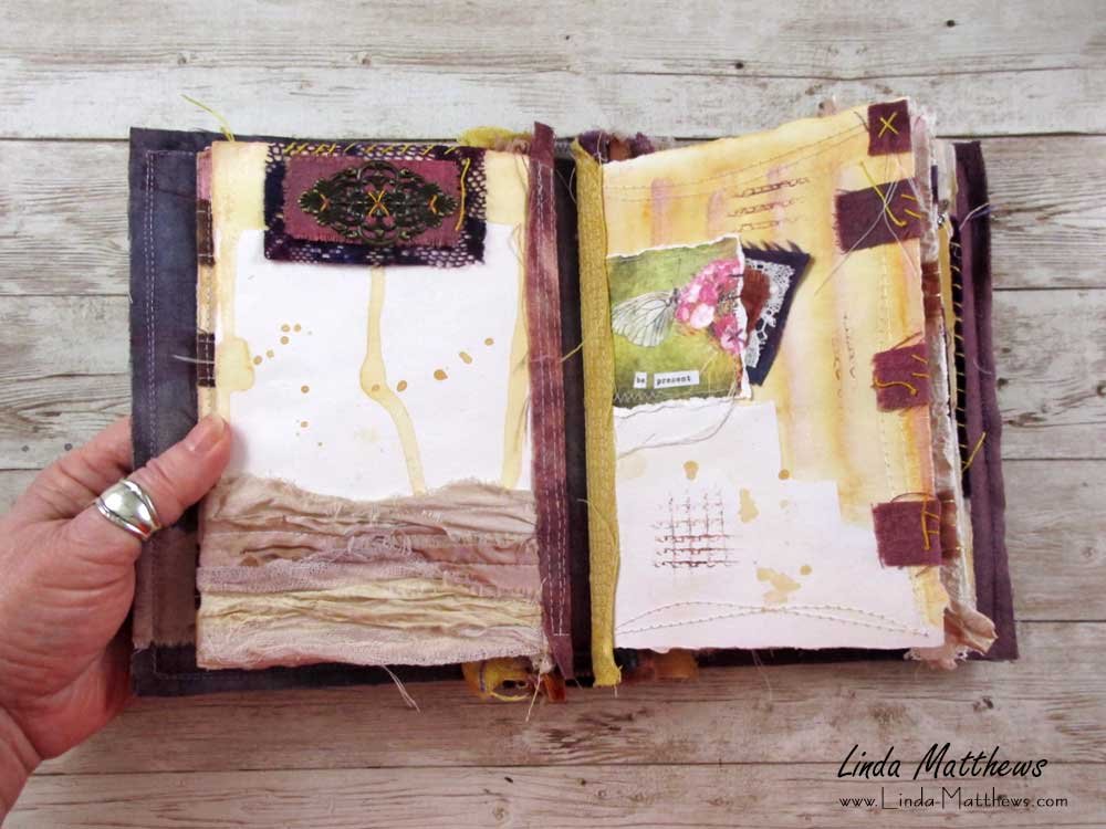 The Transitions Journal - a stitched mixed media fabric journal